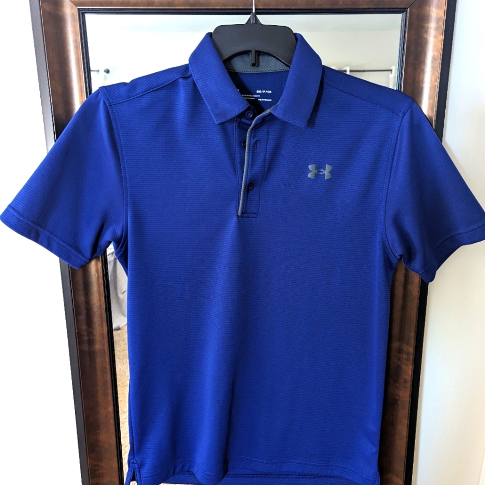 Under Armour White, Black, Blue Size Small Men's Polo Shirt